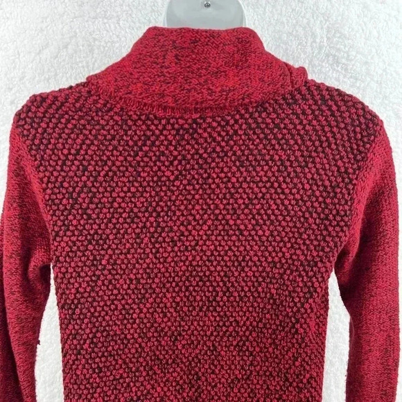 J Jill Sweater M Womens Chunky Red Black Knit Cowl Neck Long Sleeves Oversized - Picture 6 of 15